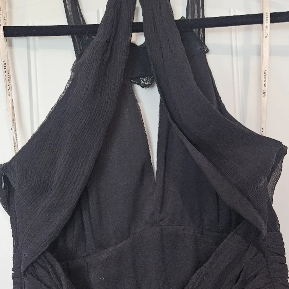 Karen Millen Silk Black Halter Evening Dress - Elegant Women's Black Dress - Picture 8 of 11